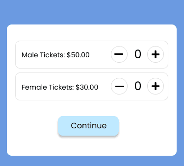 screenshot of tickets functionality